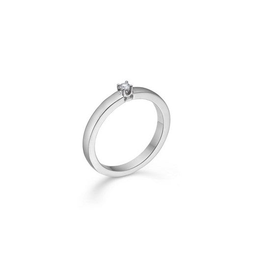 Eksklusiv Mads Z Crown alliancering i 14 karat hvidguld med 0,09 ct diamant.